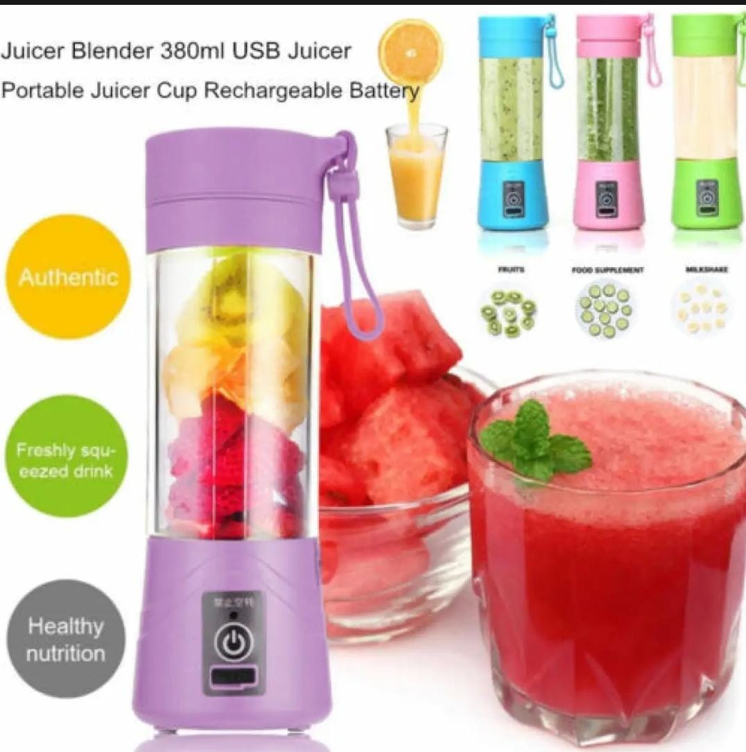 USB Rechargeable, mini Travel fruit juicer Blender 6 Blades, 380ml