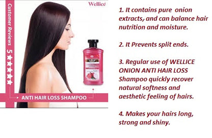 Wellice Professional Onion Shampoo, Imported Anti Hair Loss Shampoo with Onion extracts, 100% original