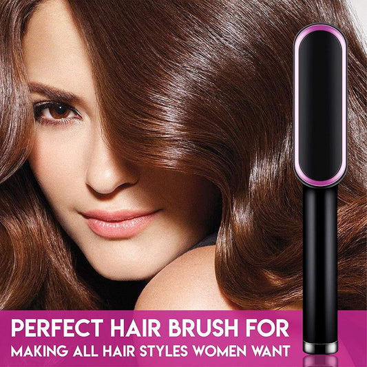 2 In 1 FAST Hair Straightening Brush With 3 Heat Levels and Protective Ceramic Coating